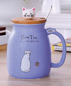 Cartoon Ceramics Cat Mug With Lid and Spoon